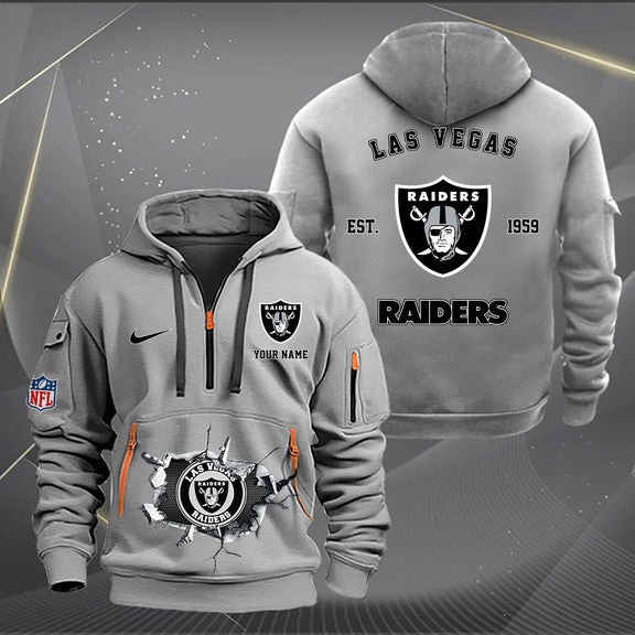Las Vegas Raiders New Personalized Quarter Zip Hoodie Limited Edition AZBTQZH000136