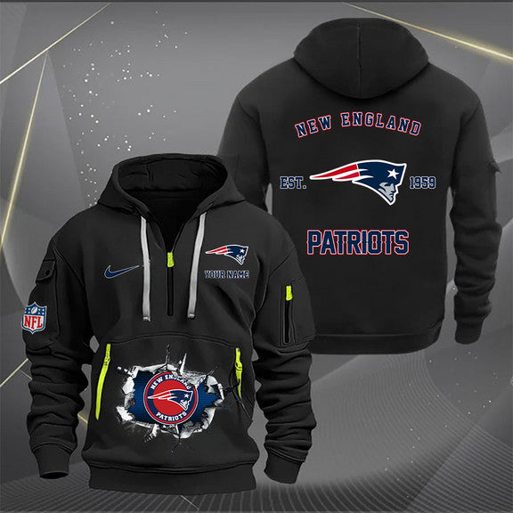 New England Patriots New Personalized Quarter Zip Hoodie Limited Edition AZBTQZH000135