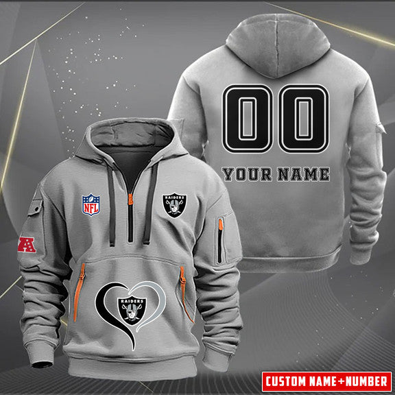 Las Vegas Raiders New Personalized Quarter Zip Hoodie Limited Edition AZBTQZH000129