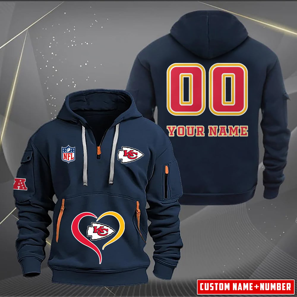 Kansas City Chiefs New Personalized Quarter Zip Hoodie Limited Edition AZBTQZH000144