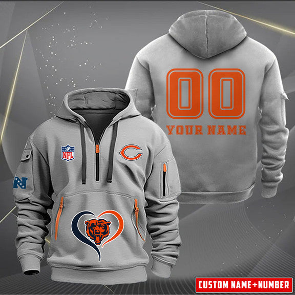 Chicago Bears New Personalized Quarter Zip Hoodie Limited Edition AZBTQZH000143