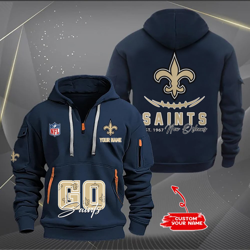 New Orleans Saints New Personalized Quarter Zip Hoodie Limited Edition AZBTQZH000164
