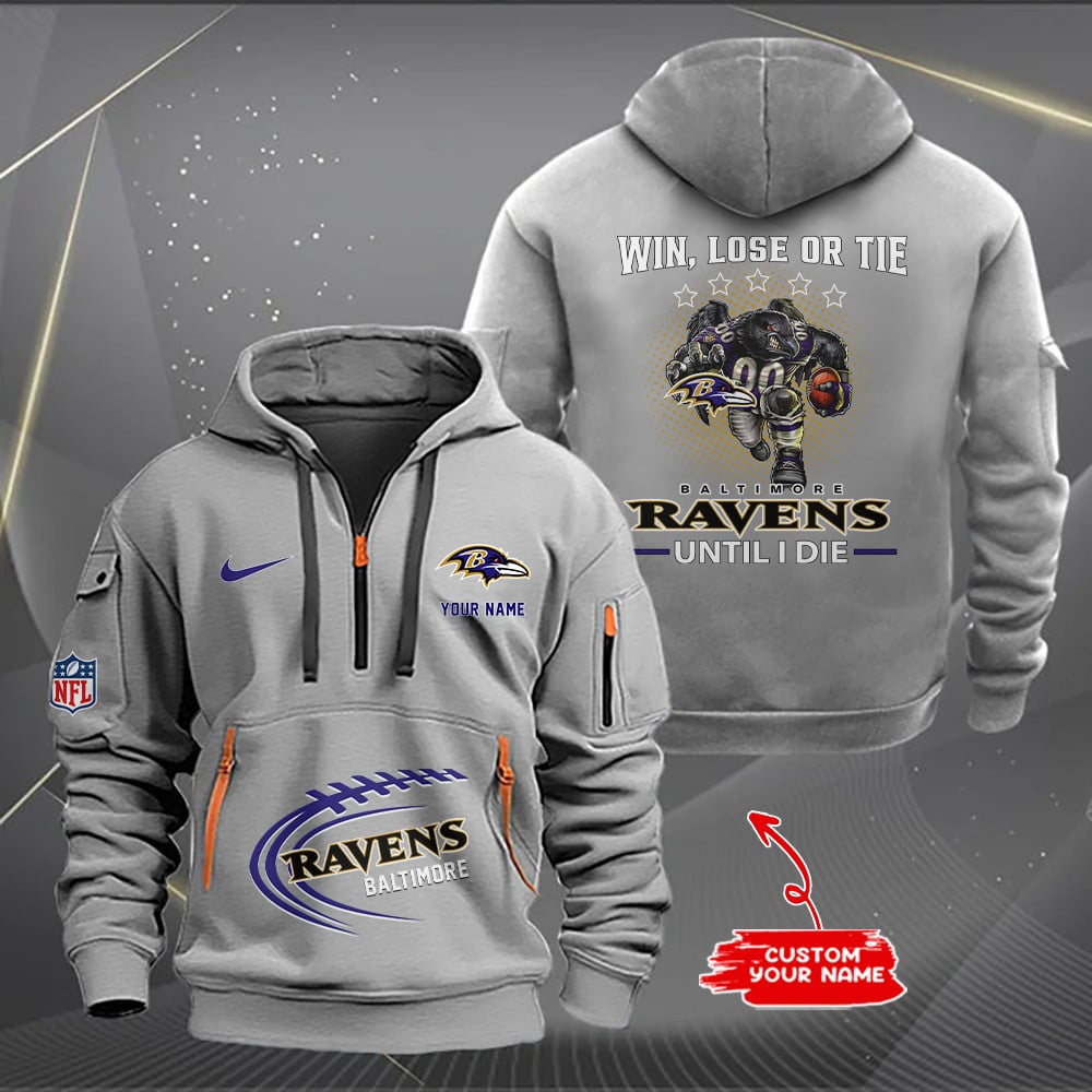 Baltimore Ravens New Personalized Quarter Zip Hoodie Limited Edition AZBTQZH000177