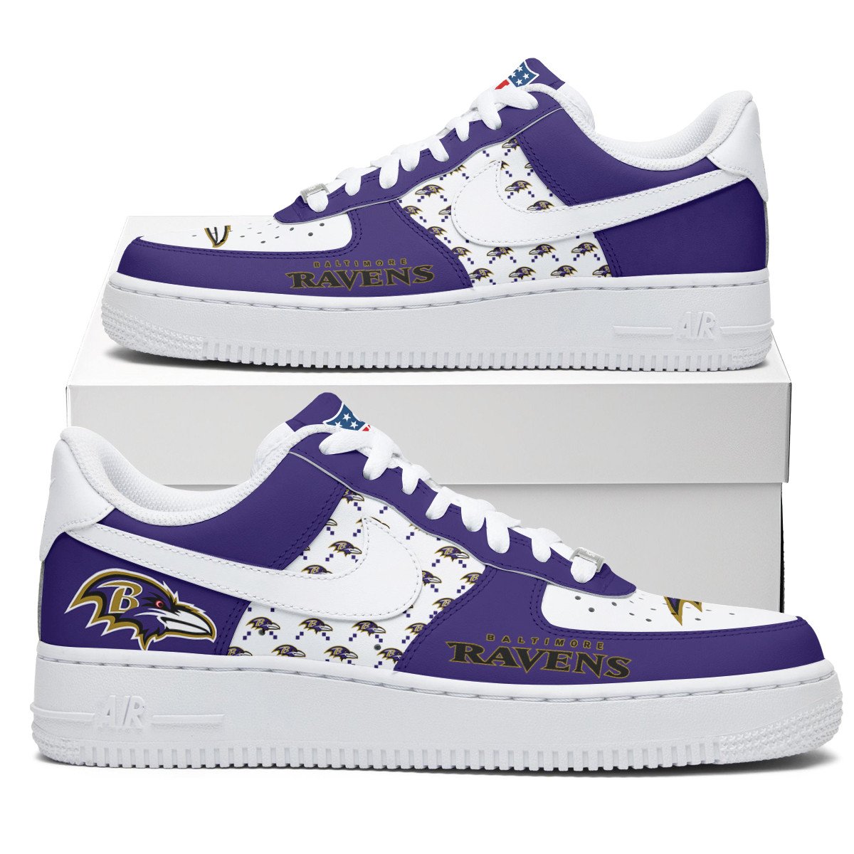 Baltimore Ravens Personalized AF1-1 Logo Pattern Sneakers AZBTAF1000191