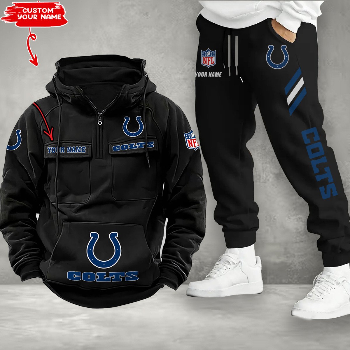 Indianapolis Colts Combo Multi-Pockets Hoodie And Pants EM42