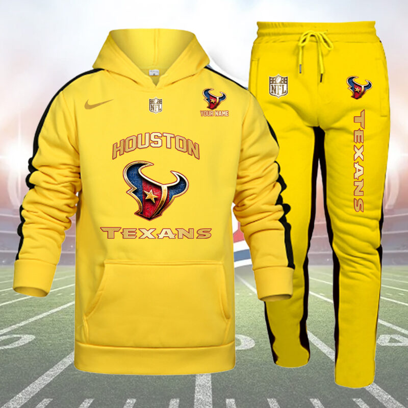 Houston Texans Personalized Golden Logo Hoodie Set AZBTHS000013