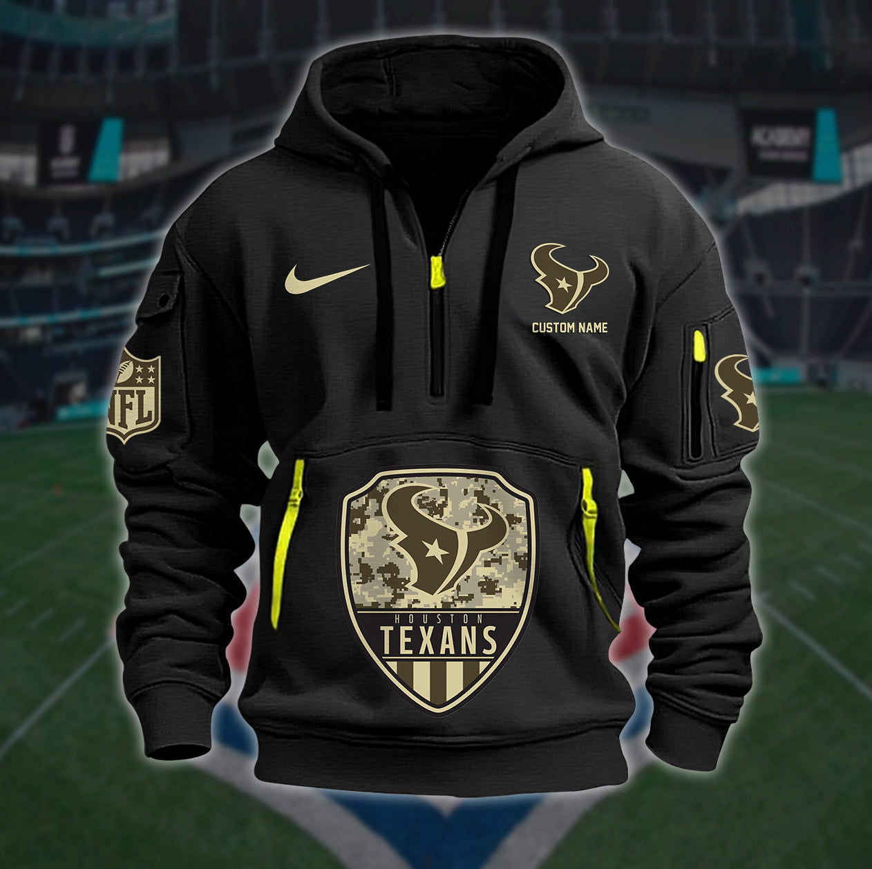 Houston Texans New Personalized Quarter Zip Hoodie Limited Edition AZBTQZH000184
