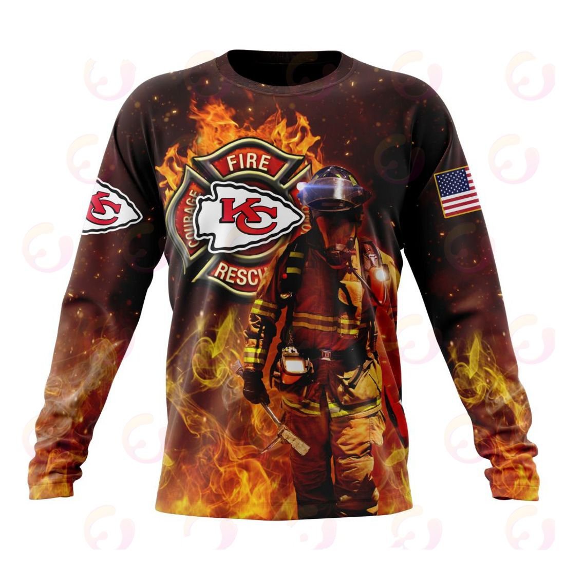 Kansas City Chiefs Honor Firefighters – First Responders All Over Printed T-shirt Sweatshirt Hoodie AZCHD839