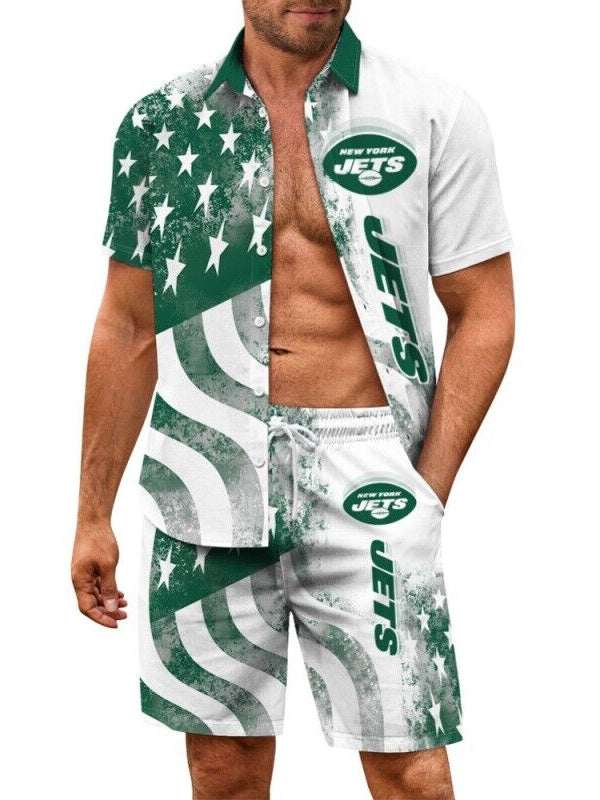 New York Jets Combo Hawaiian Shirt and Shorts AZBTHWSS000200