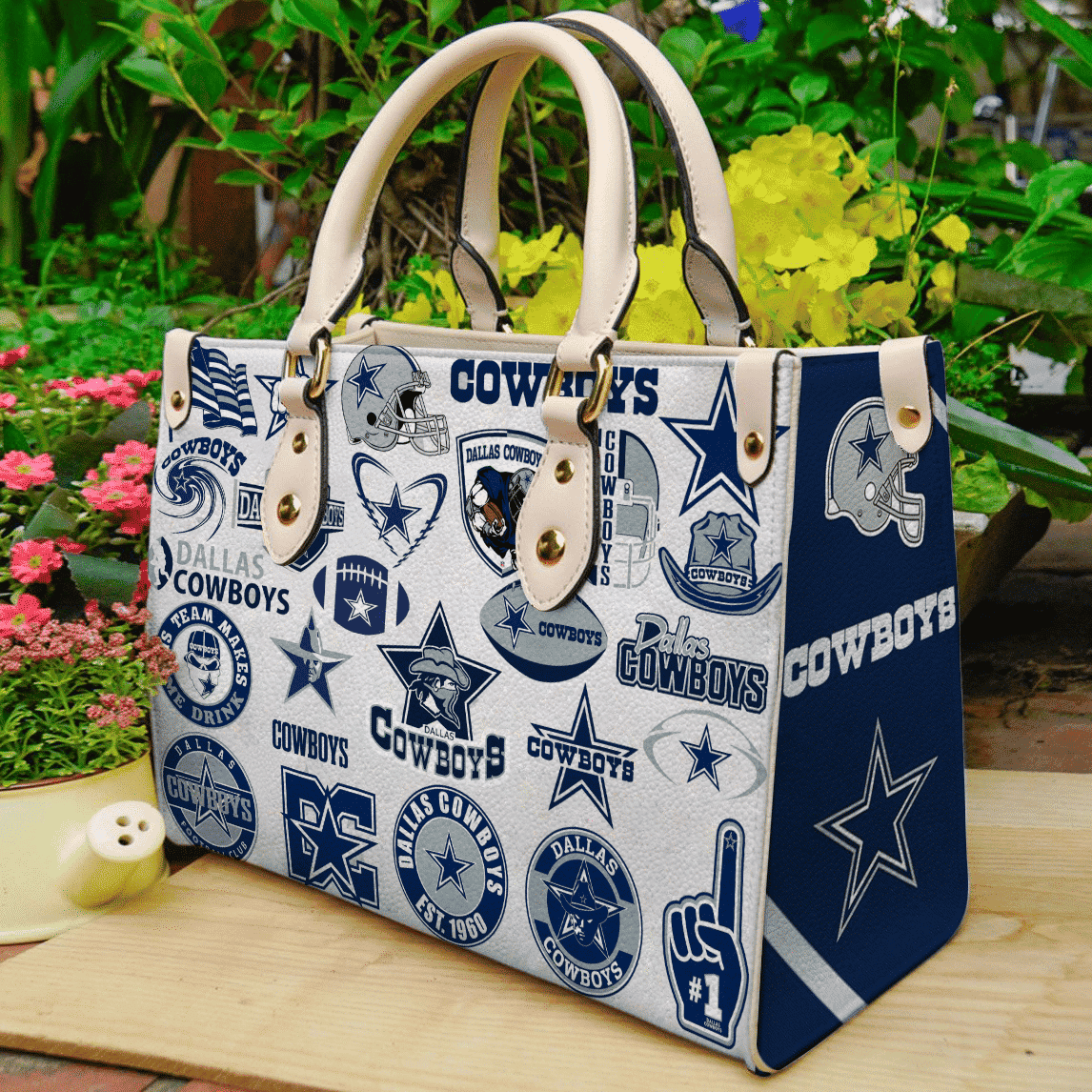 Dallas Cowboys Personalized Leather Hand Bag BBLTHB877
