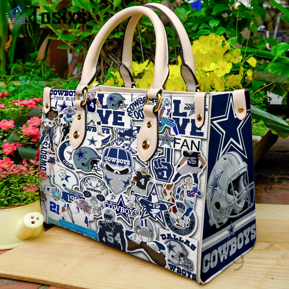 Dallas Cowboys Personalized Leather Hand Bag BBLTHB875