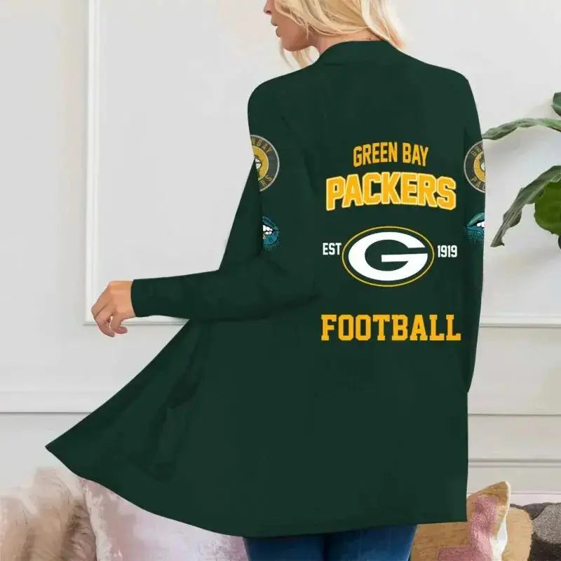 Green Bay Packers Women Patch Pocket Cardigan BT070