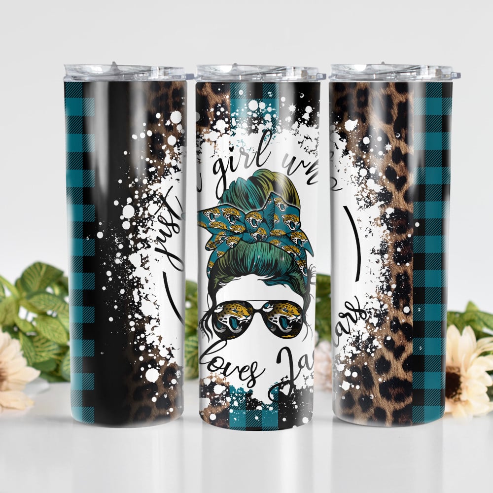 Jacksonville Jaguars Glitter Tumbler With Stainless Steel Straw BG03