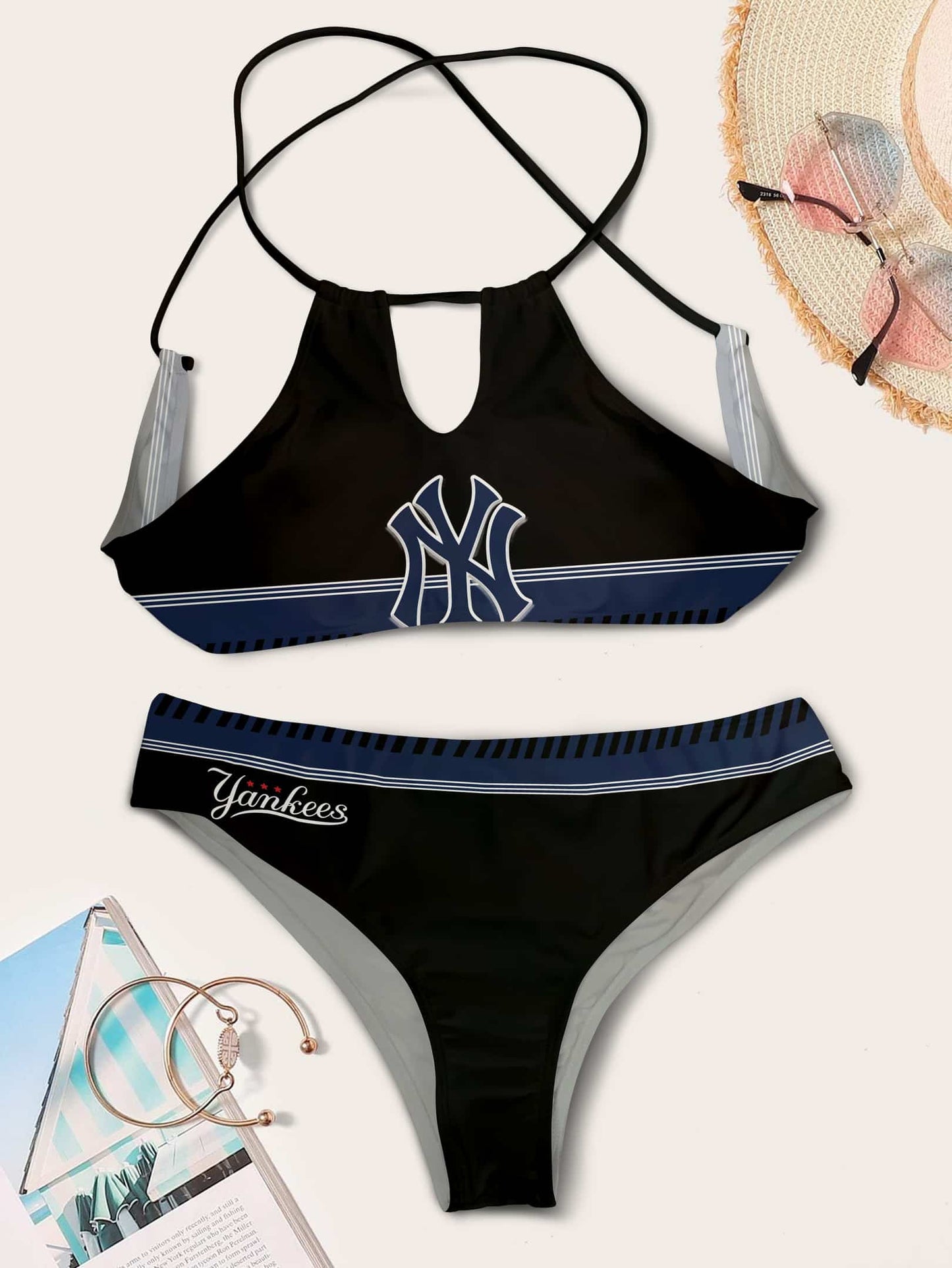 New York Yankees Women’s Cami Keyhole One-piece Swimsuit BG73