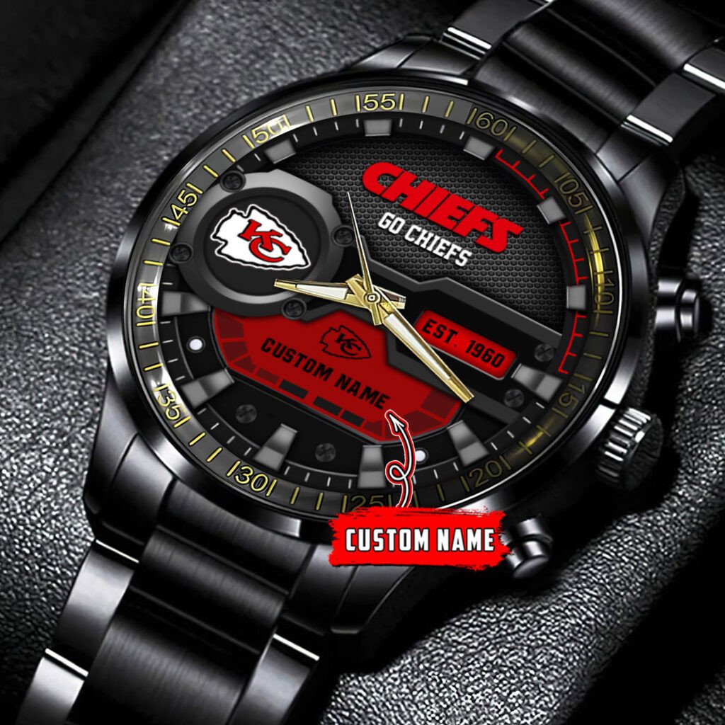 Kansas City Chiefs Black Fashion Watch Gifts For Sport Fans AZWATCH54