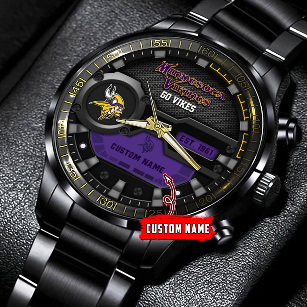 Minnesota Vikings Black Fashion Watch Gifts For Sport Fans AZWATCH64