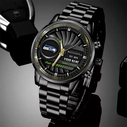 Seattle Seahawks Black Fashion Watch Gifts For Sport Fans AZWATCH69
