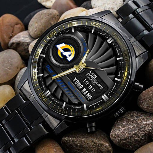 Los Angeles Rams Black Fashion Watch Gifts For Sport Fans AZWATCH77
