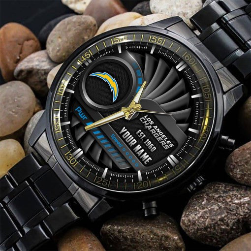 Los Angeles Chargers Black Fashion Watch Gifts For Sport Fans AZWATCH78