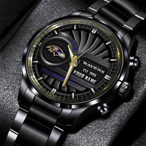 Baltimore Ravens Black Fashion Watch Gifts For Sport Fans AZWATCH85