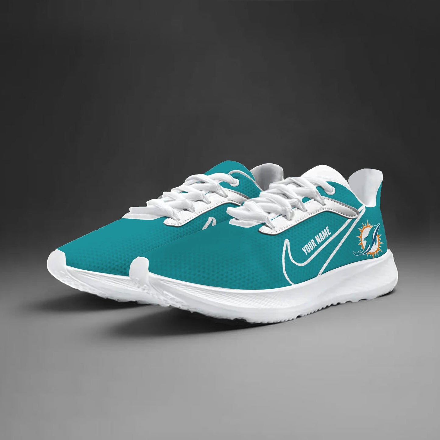 Miami Dolphins Lightweight Patch Decor Running Shoes NK07