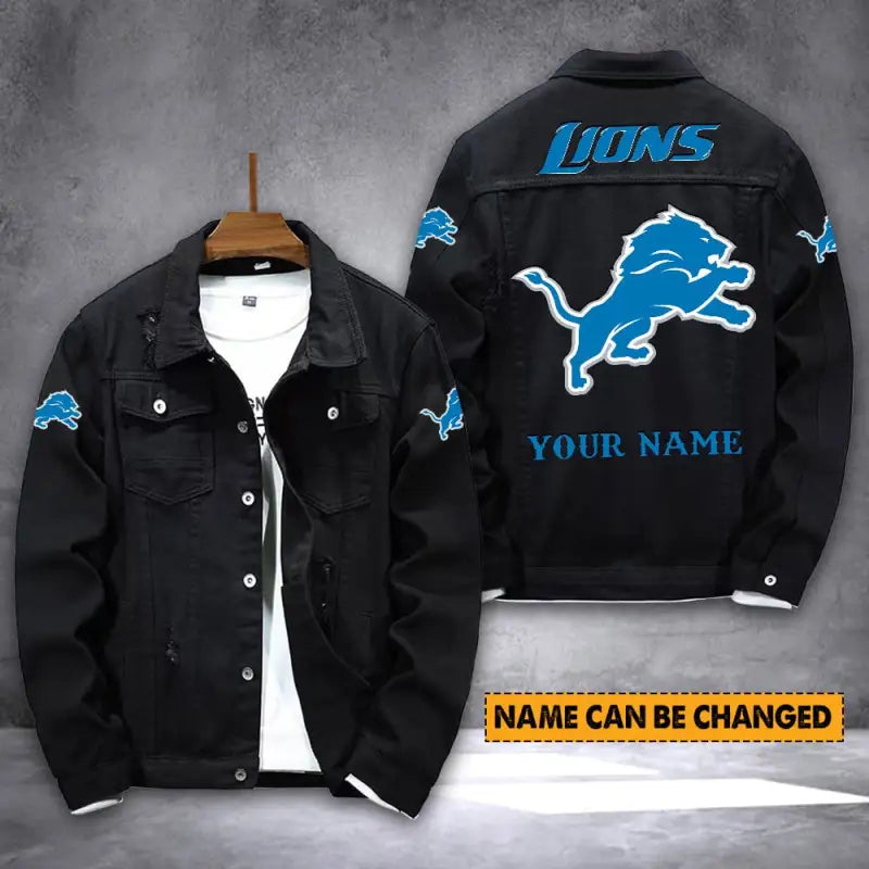 Detroit Lions Personalized New Denim Jacket S9DJ019