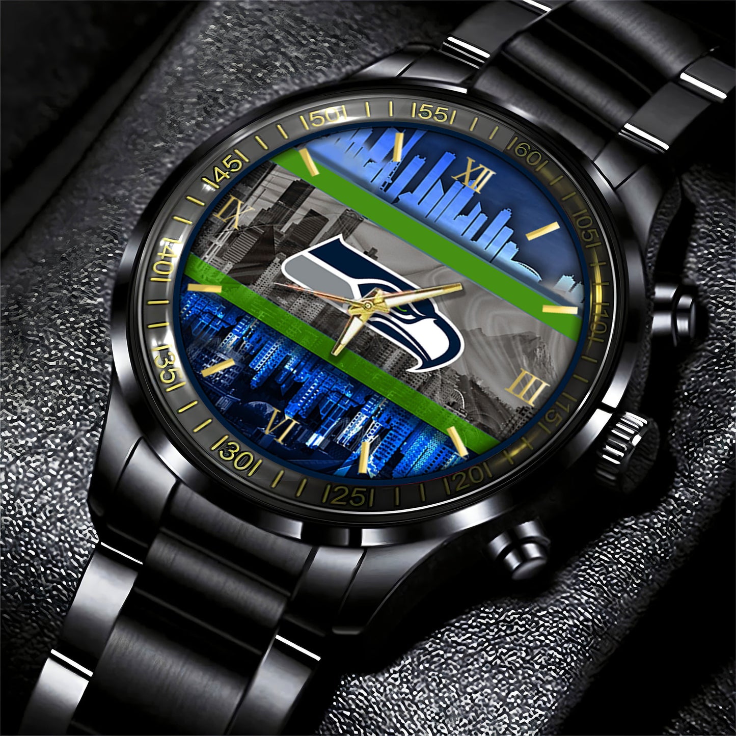 Seattle Seahawks Black Fashion Watch Gifts For Sport Fans AZWATCH87