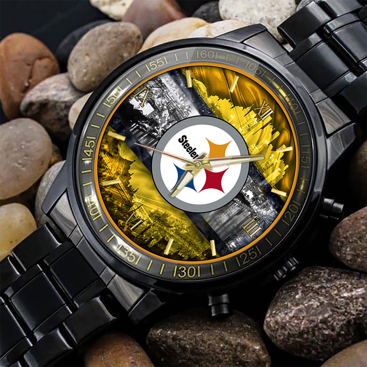 Pittsburgh Steelers Black Fashion Watch Gifts For Sport Fans AZWATCH91