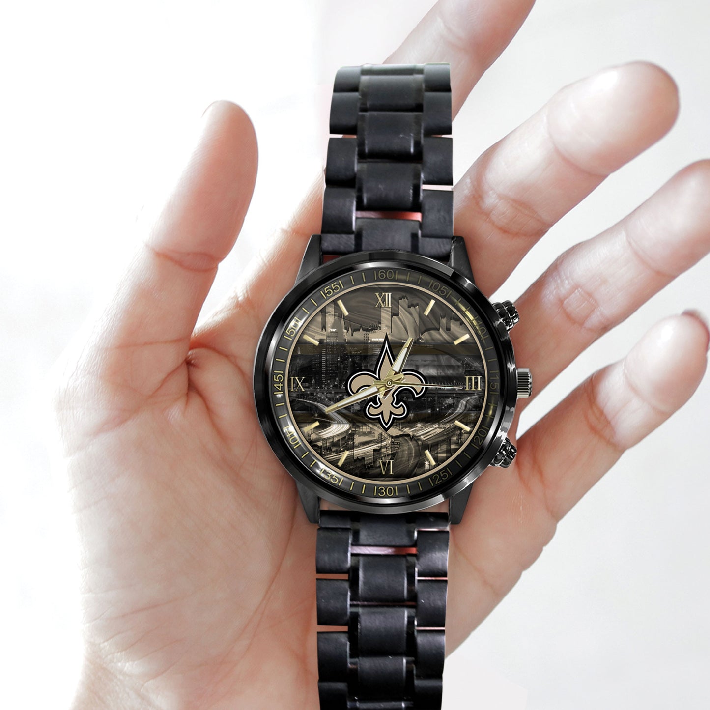 New Orleans Saints Black Fashion Watch Gifts For Sport Fans AZWATCH92