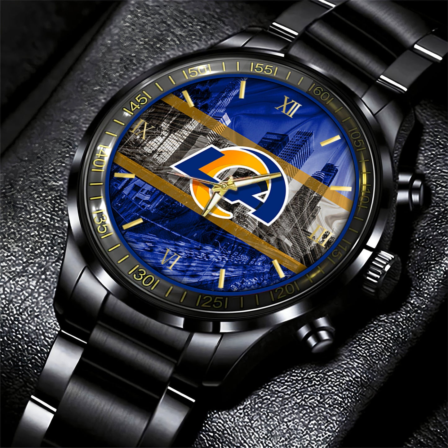 Los Angeles Rams Black Fashion Watch Gifts For Sport Fans AZWATCH96