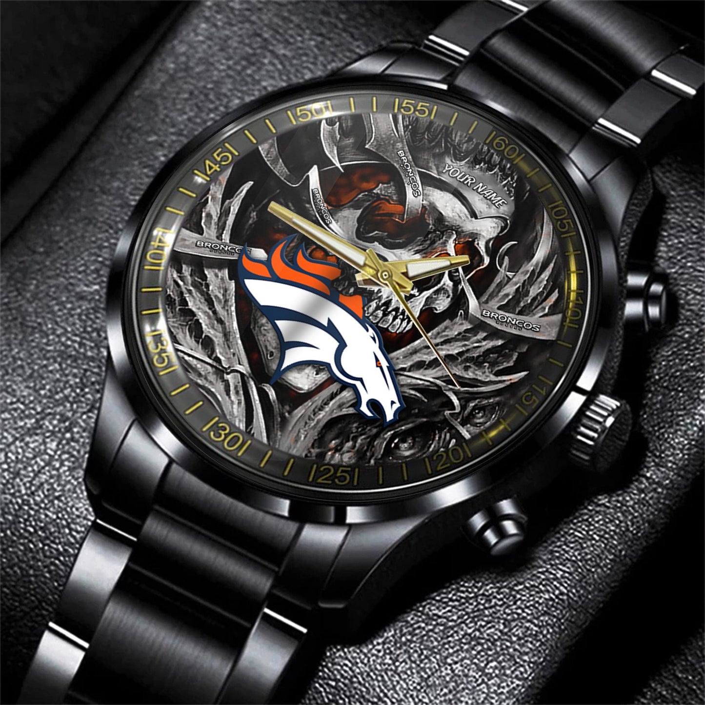 Denver Broncos Black Fashion Watch Gifts For Sport Fans AZWATCH32
