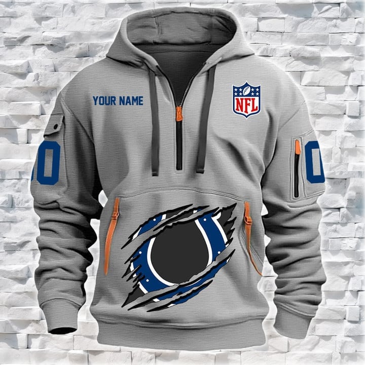 Indianapolis Colts New Personalized Quarter Zip Hoodie Limited Edition AZBTQZH000085