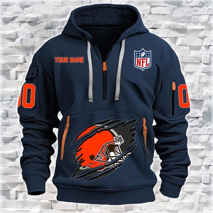Cleveland Browns New Personalized Quarter Zip Hoodie Limited Edition AZBTQZH000082
