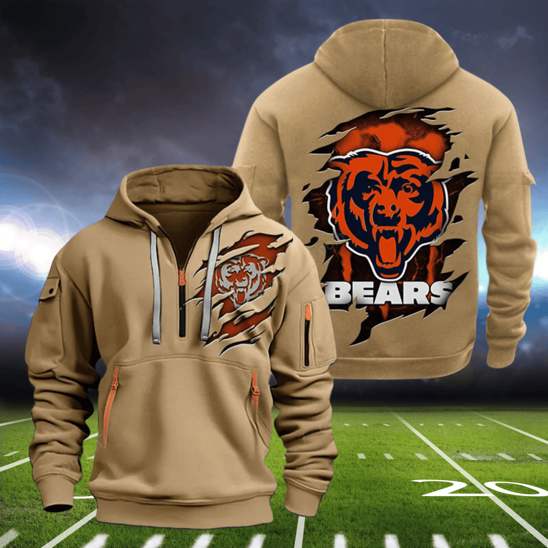 Chicago Bears New Personalized Quarter Zip Hoodie Limited Edition AZBTQZH000065