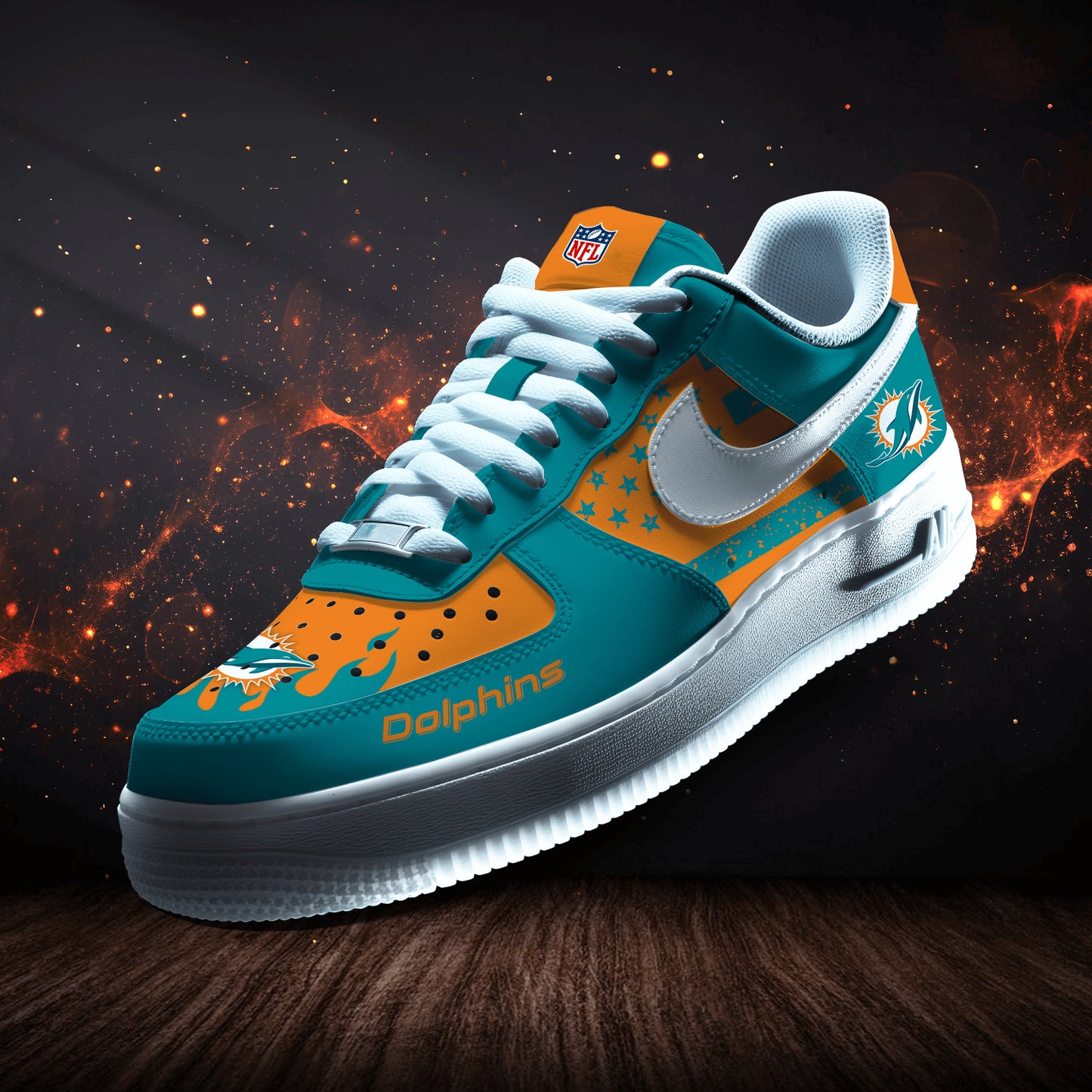 Miami Dolphins Personalized AF1-1 Logo Pattern Sneakers AZBTAF1000306