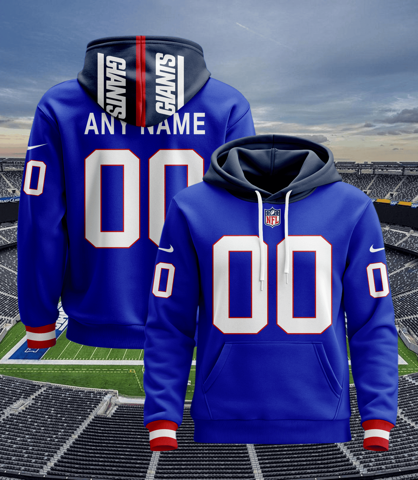 New York Giants New Personalized Football Hoodie Style Jersey AZBTJSHD000007