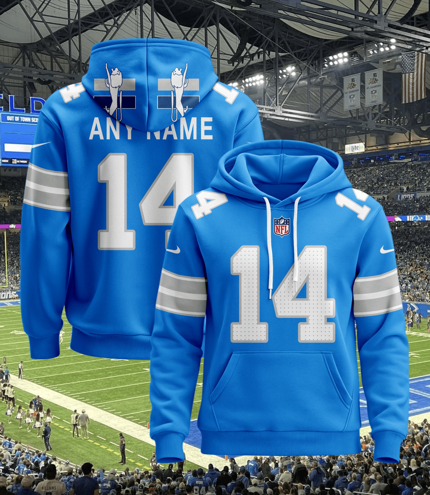Detroit Lions New Personalized Football Hoodie Style Jersey AZBTJSHD000073