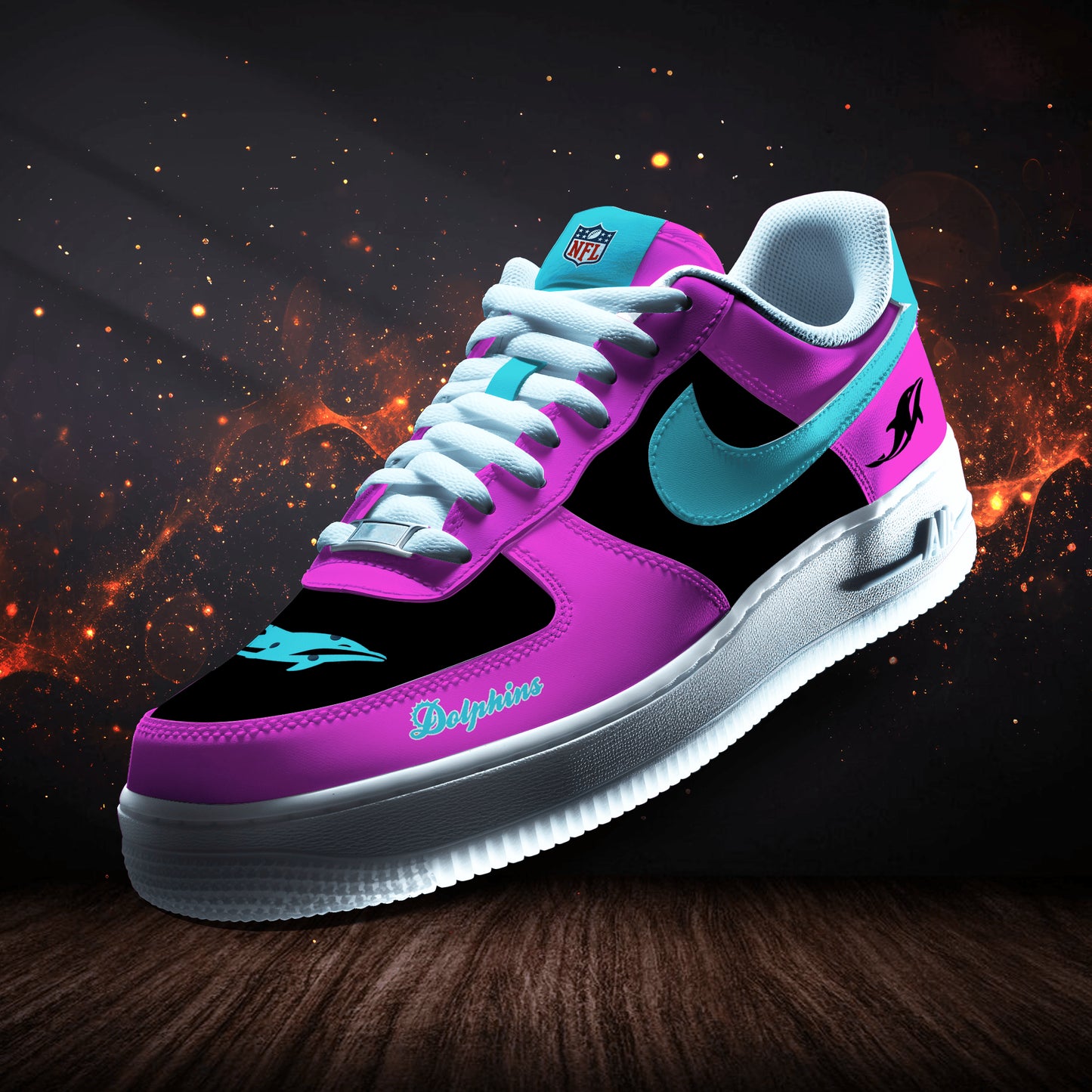 Miami Dolphins Personalized AF1-1 Logo Pattern Sneakers AZBTAF1000321