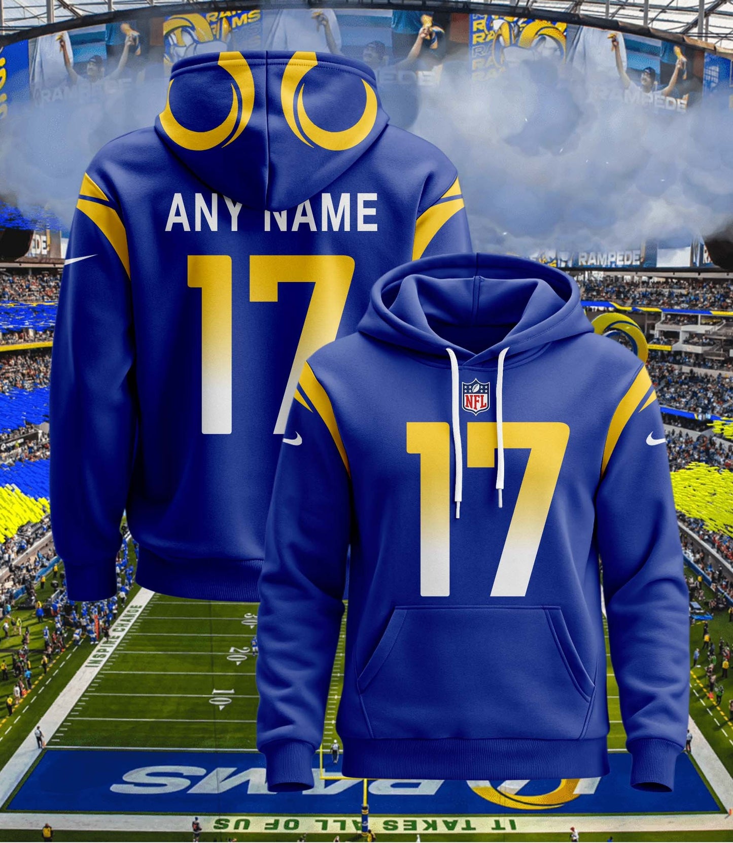 Los Angeles Rams New Personalized Football Hoodie Style Jersey AZBTJSHD000040