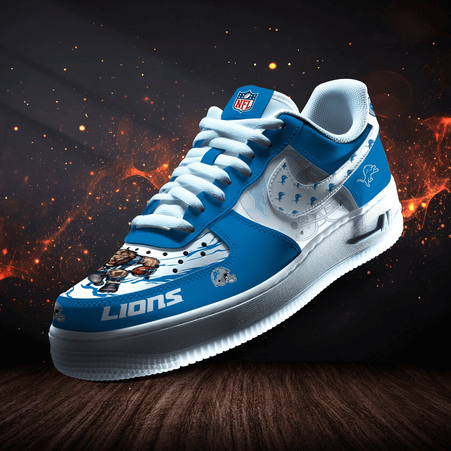 Detroit Lions Personalized AF1-1 Logo Pattern Sneakers AZBTAF1000385