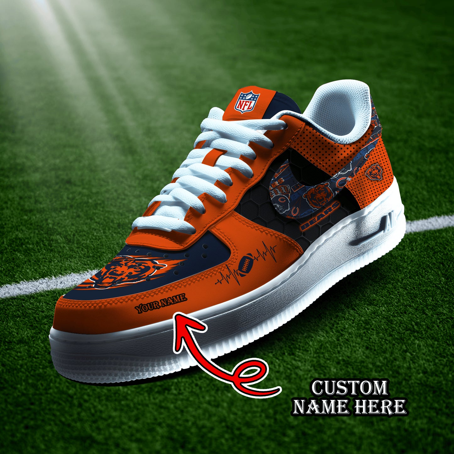 Chicago Bears Personalized AF1-1 Logo Pattern Sneakers AZBTAF1000411