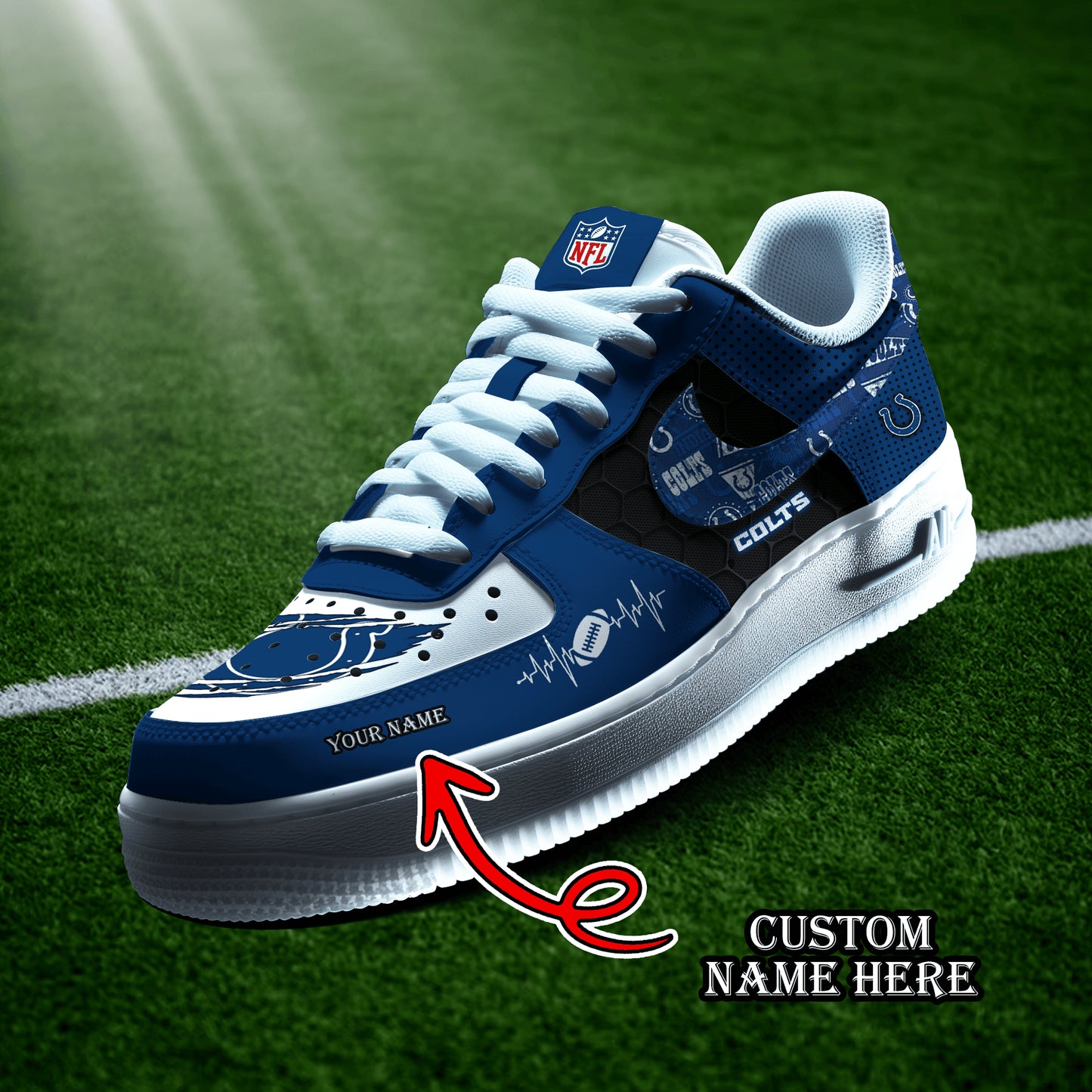 Indianapolis Colts Personalized AF1-1 Logo Pattern Sneakers AZBTAF1000421