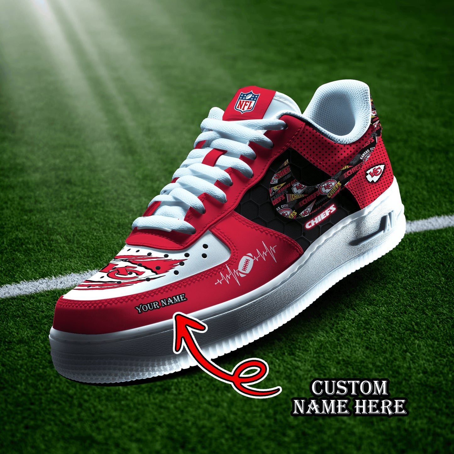 Kansas City Chiefs Personalized AF1-1 Logo Pattern Sneakers AZBTAF1000422