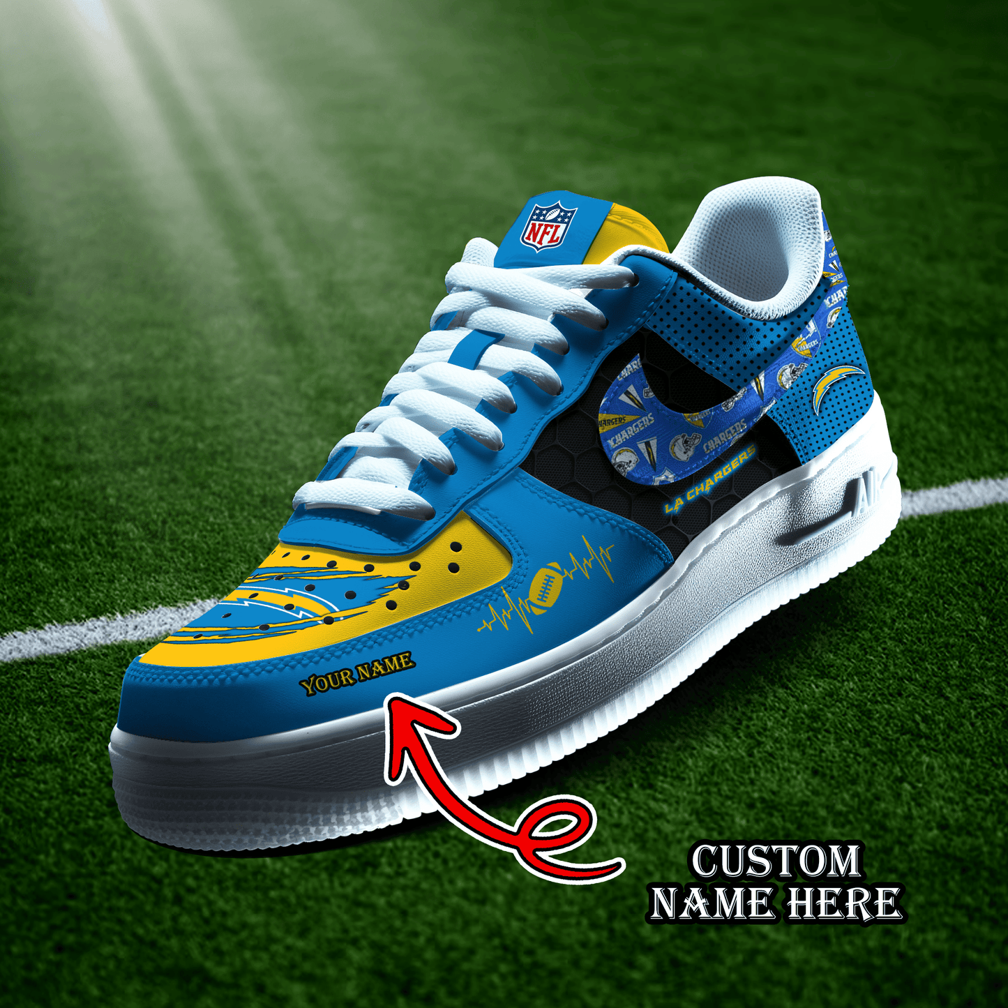 Los Angeles Chargers Personalized AF1-1 Logo Pattern Sneakers AZBTAF1000425