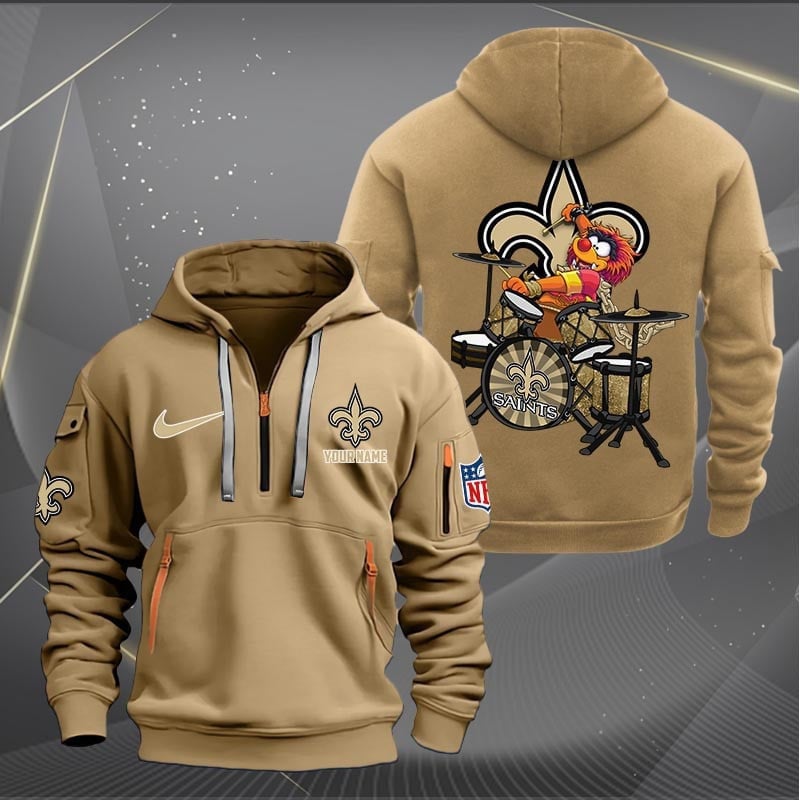 New Orleans Saints Premium Personalized Quarter Zip Hoodie AZBTCQZH000023