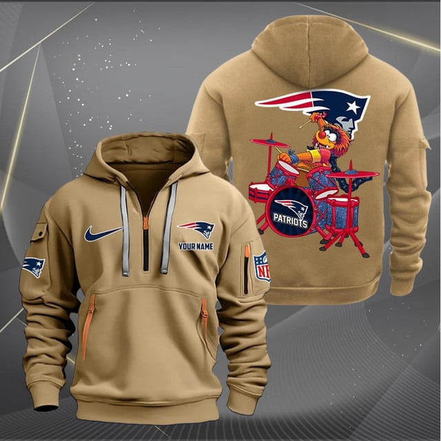 New England Patriots Premium Personalized Quarter Zip Hoodie AZBTCQZH000022