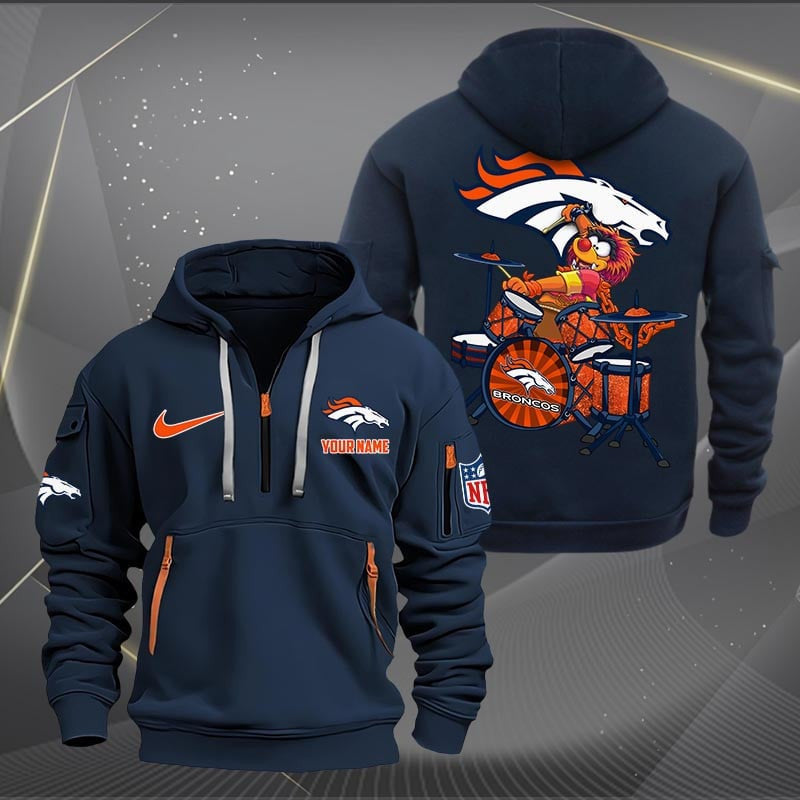 Denver Broncos Premium Personalized Quarter Zip Hoodie AZBTCQZH000010