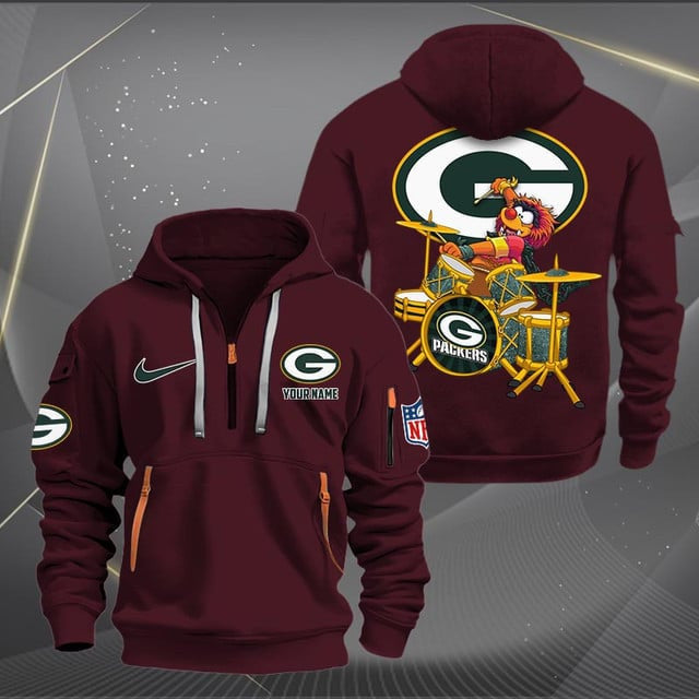 Green Bay Packers Premium Personalized Quarter Zip Hoodie AZBTCQZH000012