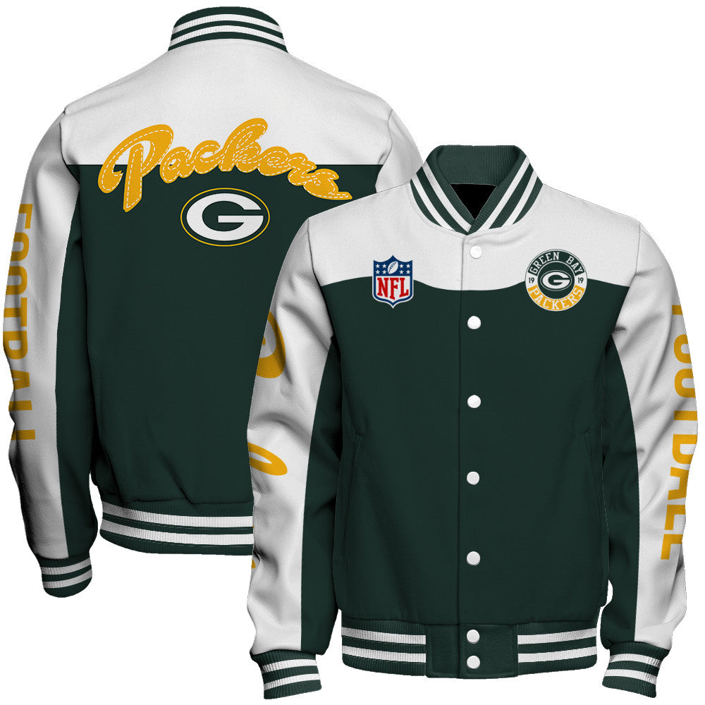 Green Bay Packers Unisex Athletic Legacy Varsity Jacket AZBTVJK000190