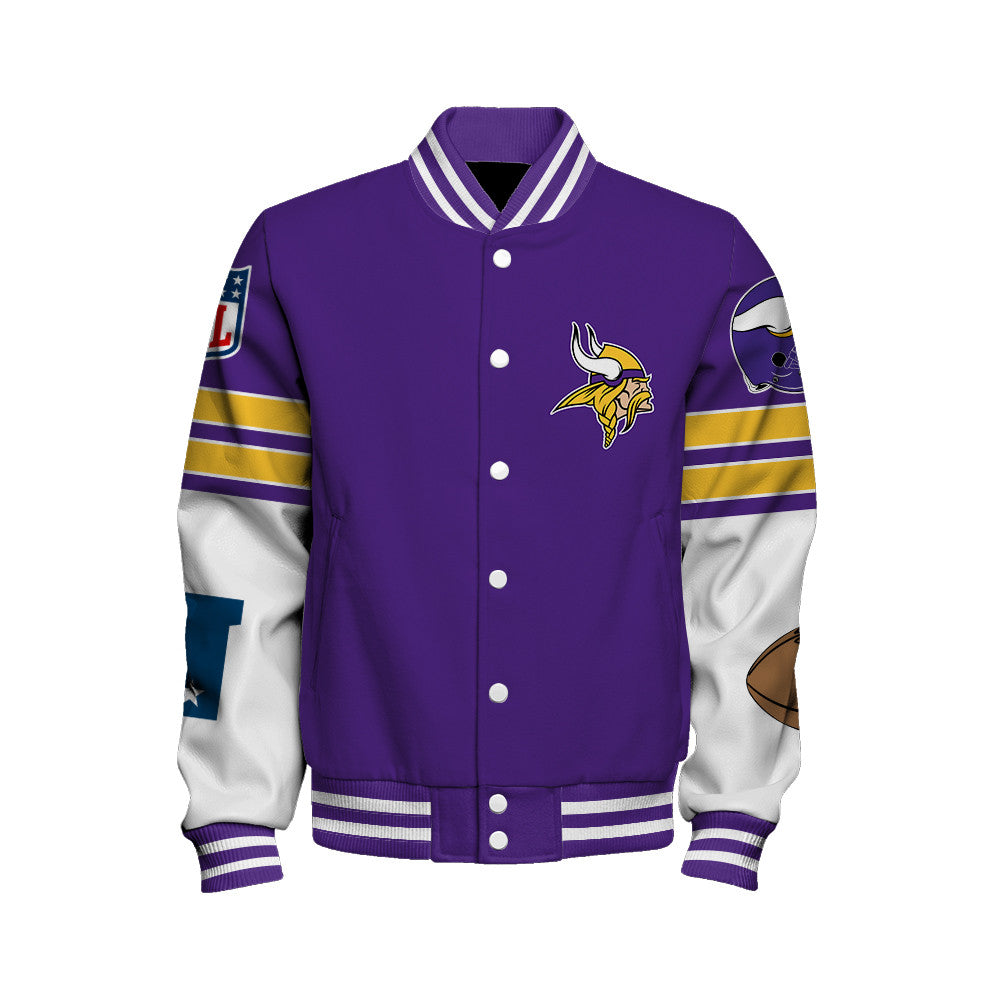 Minnesota Vikings Unisex Ultimate Game Day Varsity Jacket AZBTVJK000055
